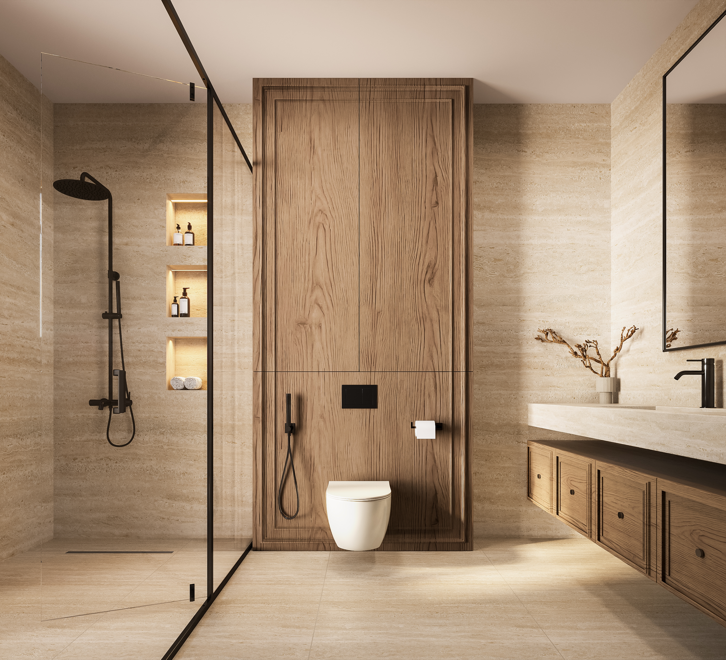 Arch Residence – Bedroom 2 - Bathroom, architectural 3D visualisation by Form Arc Visuals