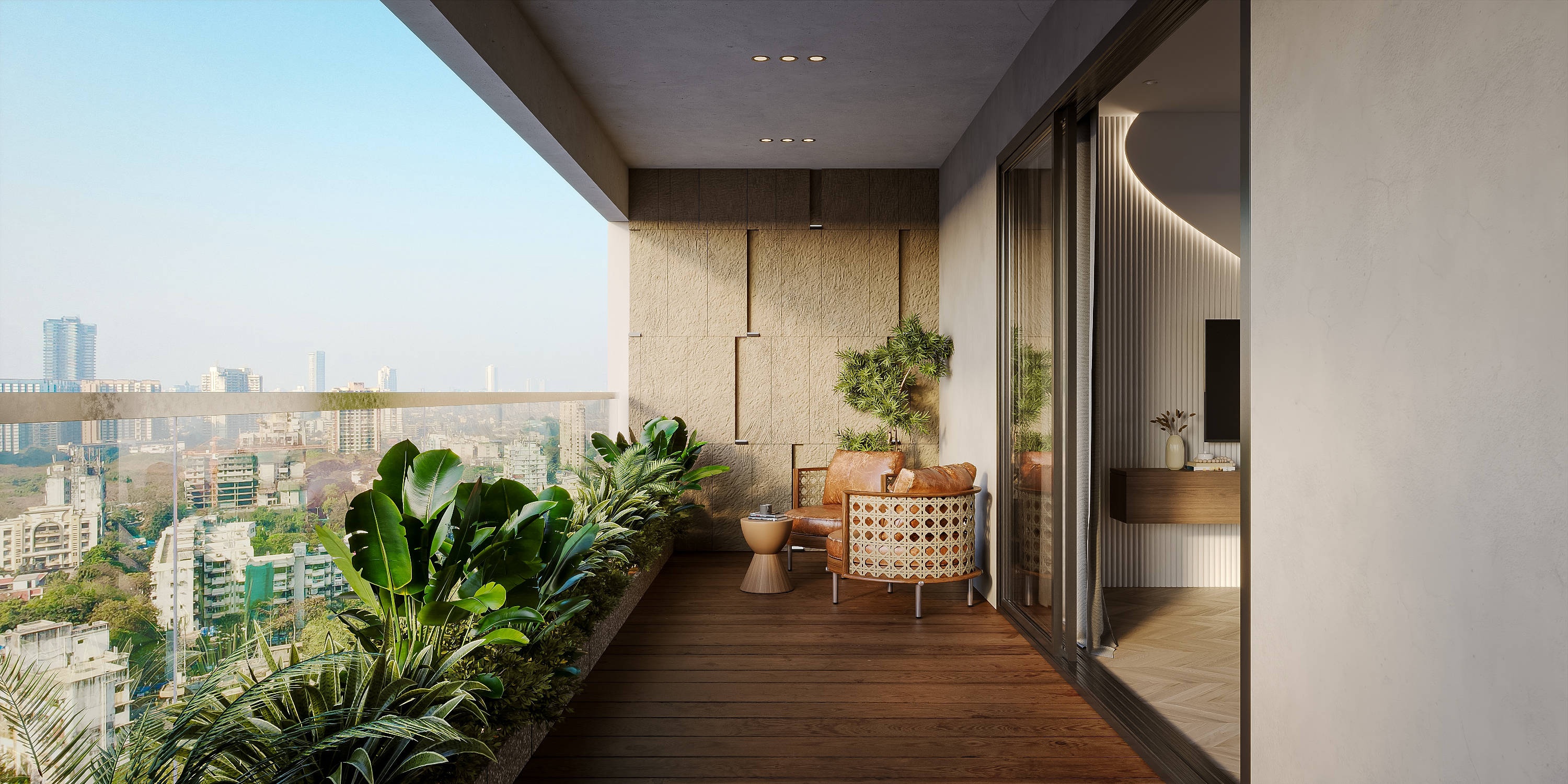 Arch Residence – Bedroom 3 - Balcony, architectural 3D visualisation by Form Arc Visuals