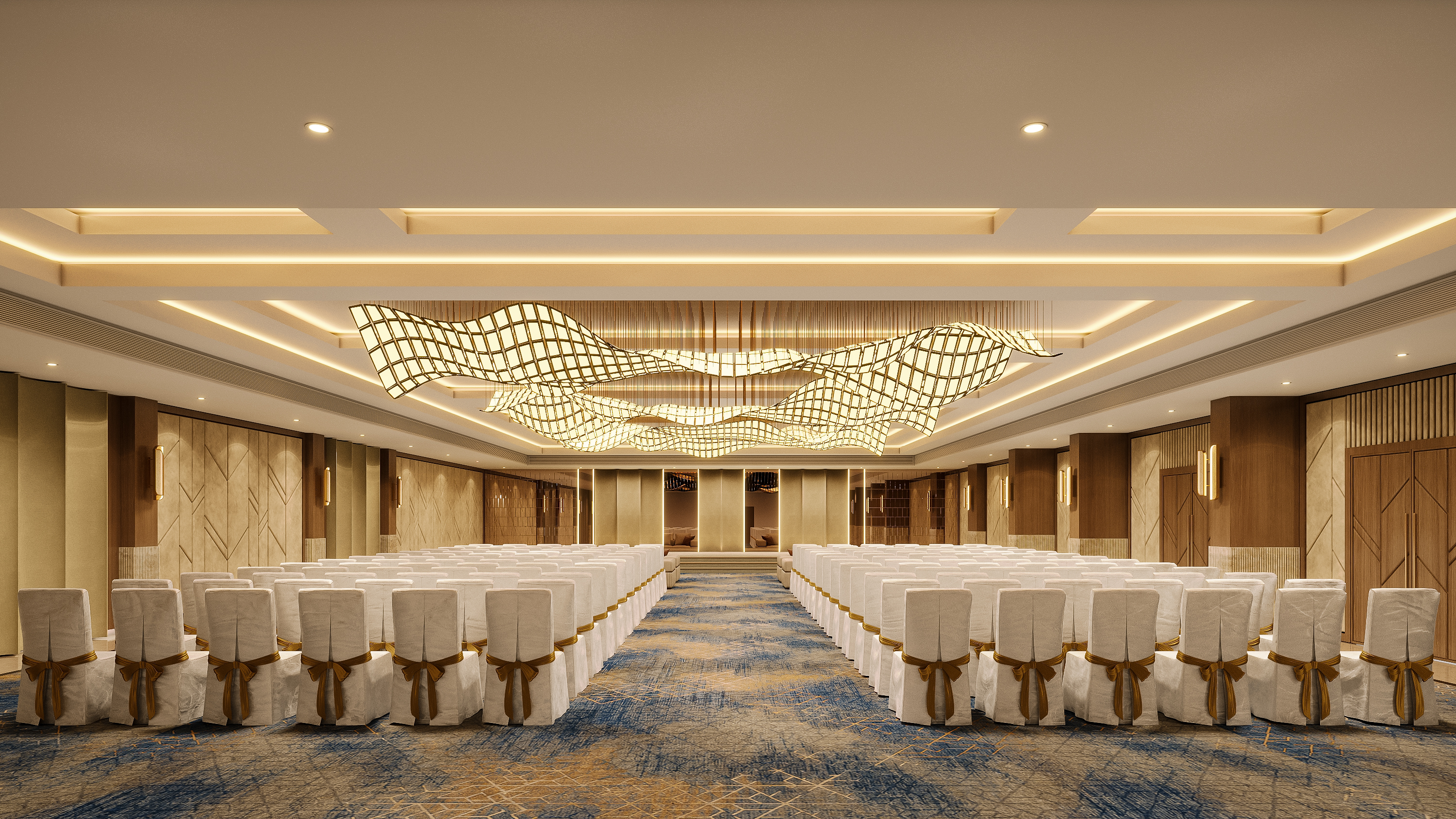 Banquet Hall – Hall - Central View, architectural 3D visualisation by Form Arc Visuals