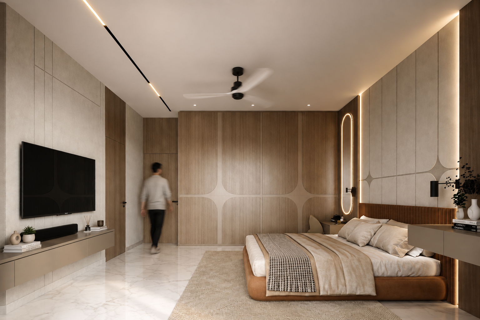 Classic Family Apartment – Bedroom A, architectural 3D visualisation by Form Arc Visuals