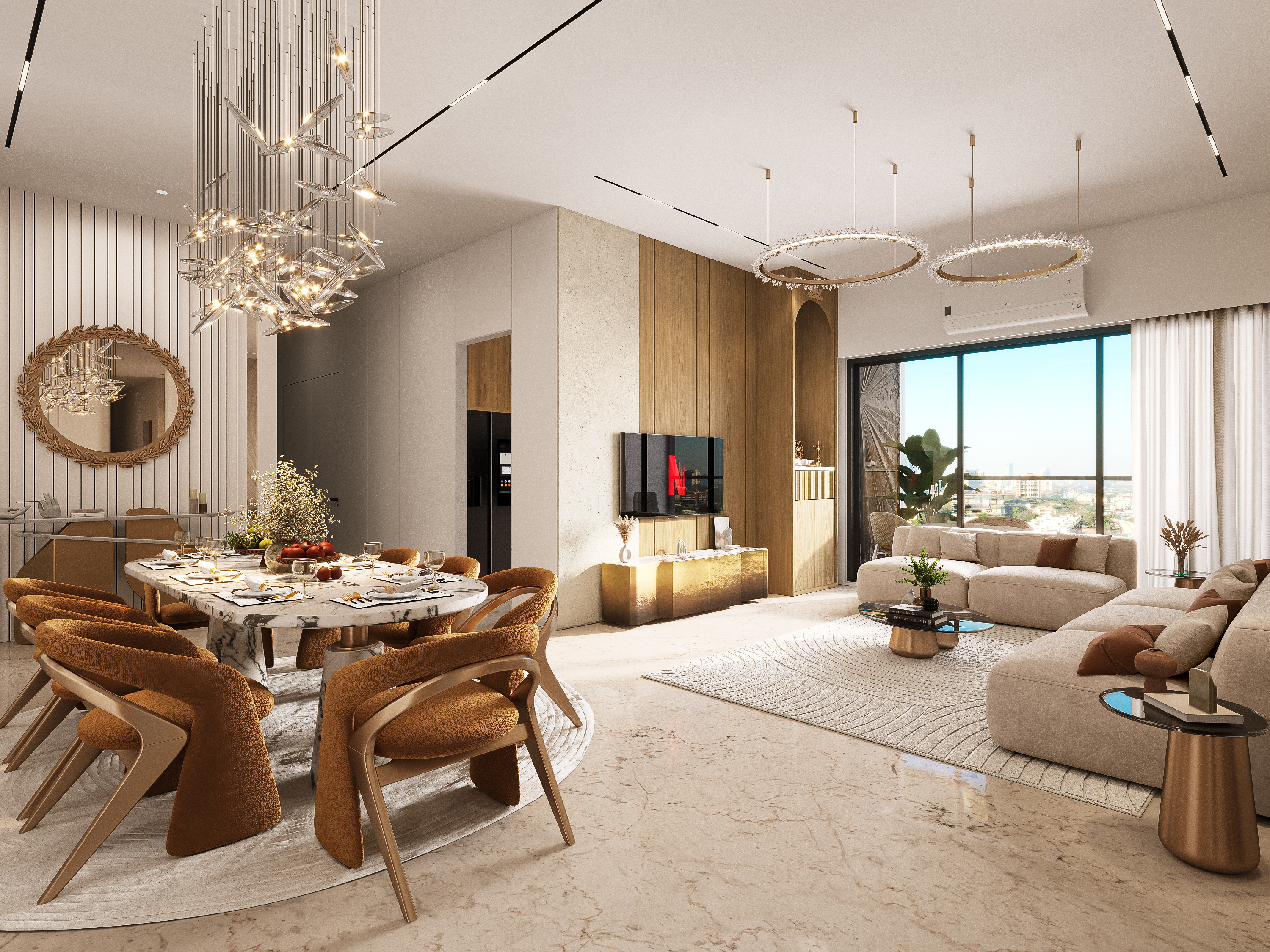 Contemporary Residence – Living & Dining, architectural 3D visualisation by Form Arc Visuals