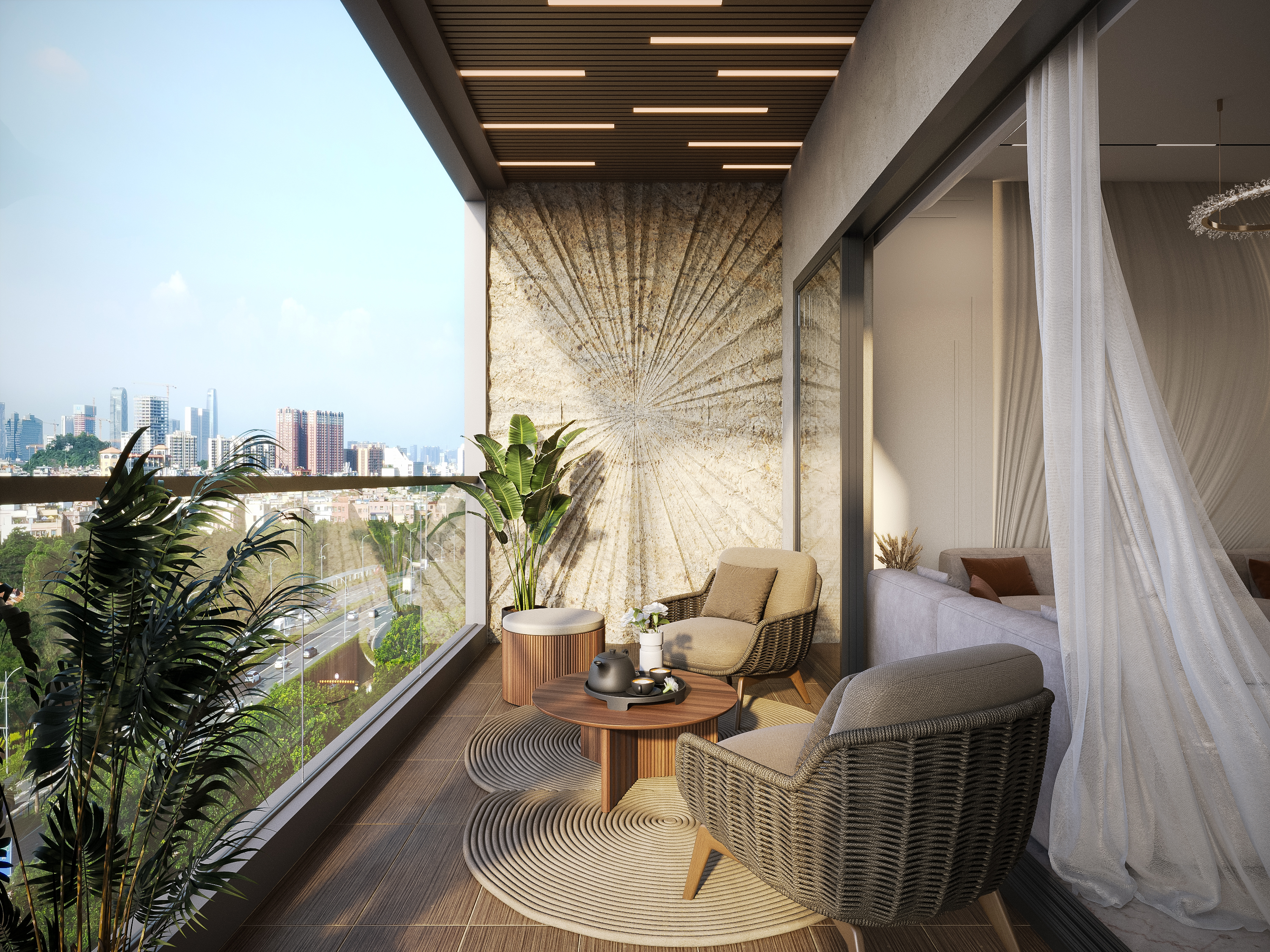 Contemporary Residence – Living Balcony, architectural 3D visualisation by Form Arc Visuals