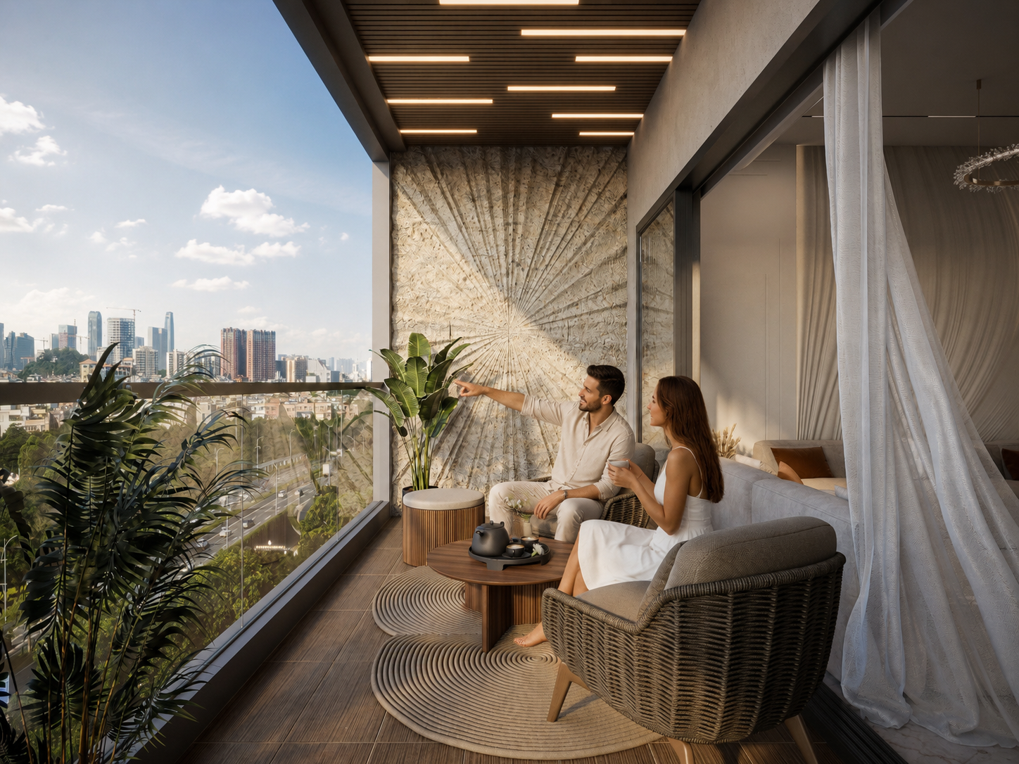 Contemporary Residence – Living Balcony - Lifestyle, architectural 3D visualisation by Form Arc Visuals
