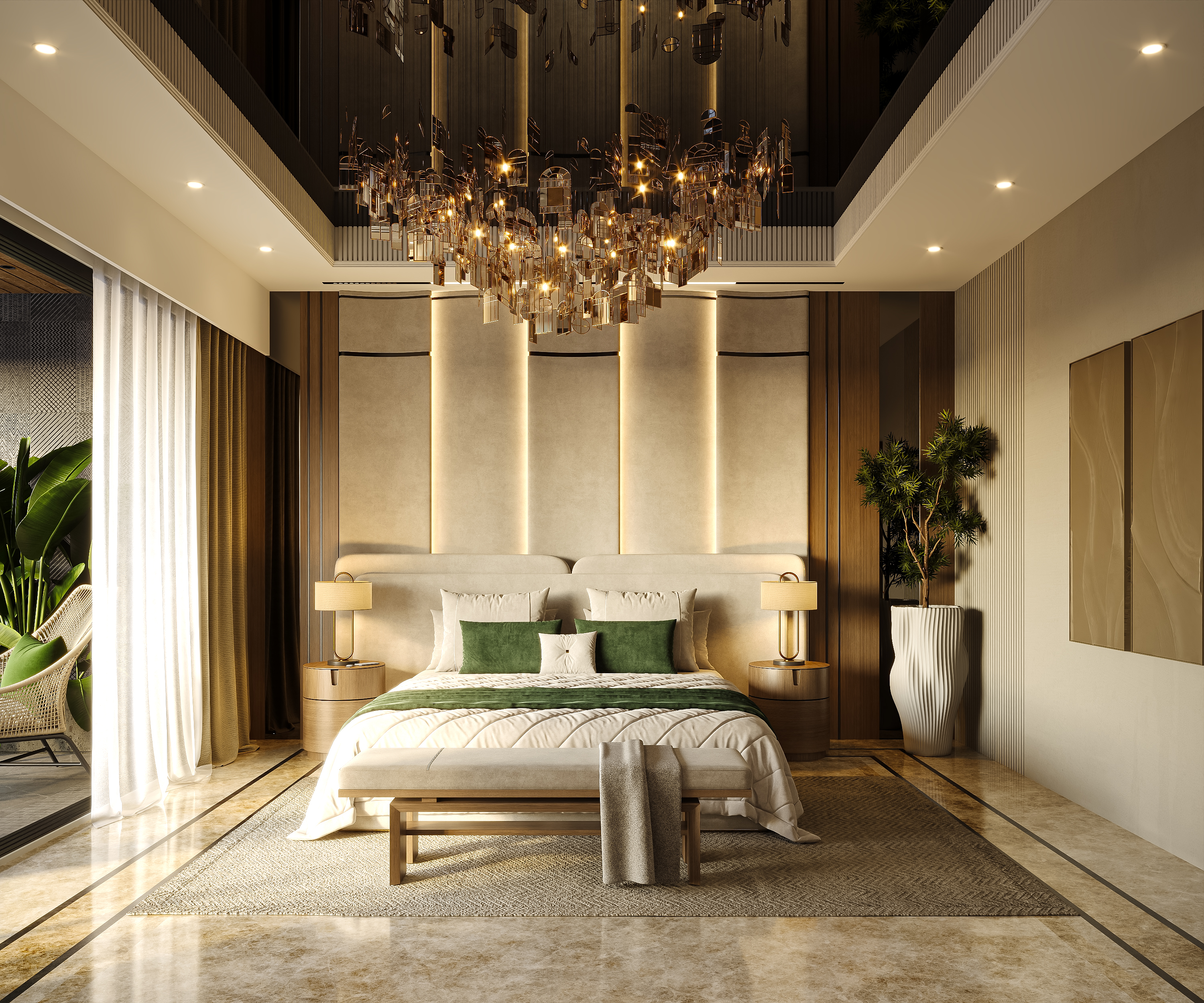 Contemporary Residence – Suite Bedroom 1, architectural 3D visualisation by Form Arc Visuals