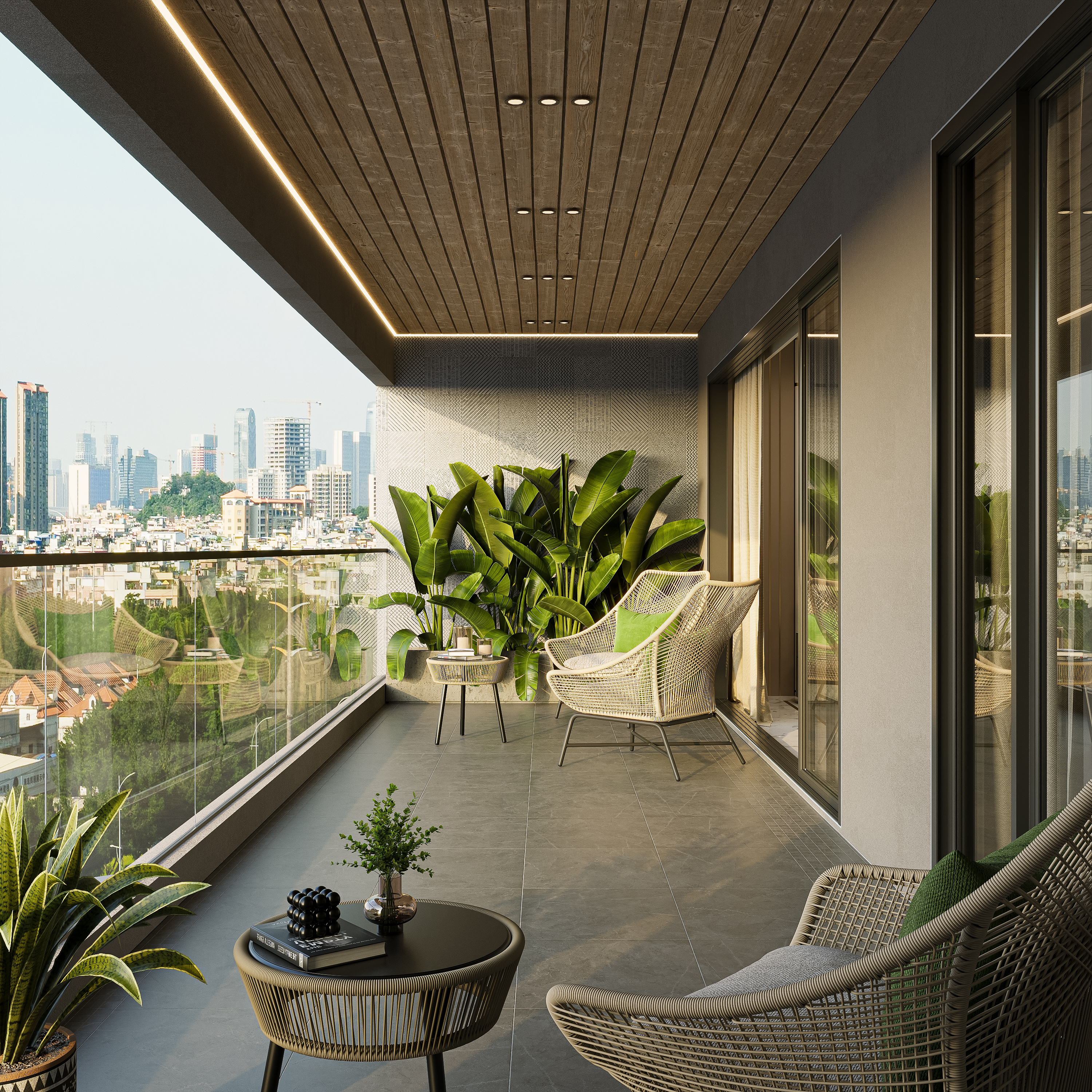 Contemporary Residence – Suite Bedroom 1 - Balcony, architectural 3D visualisation by Form Arc Visuals