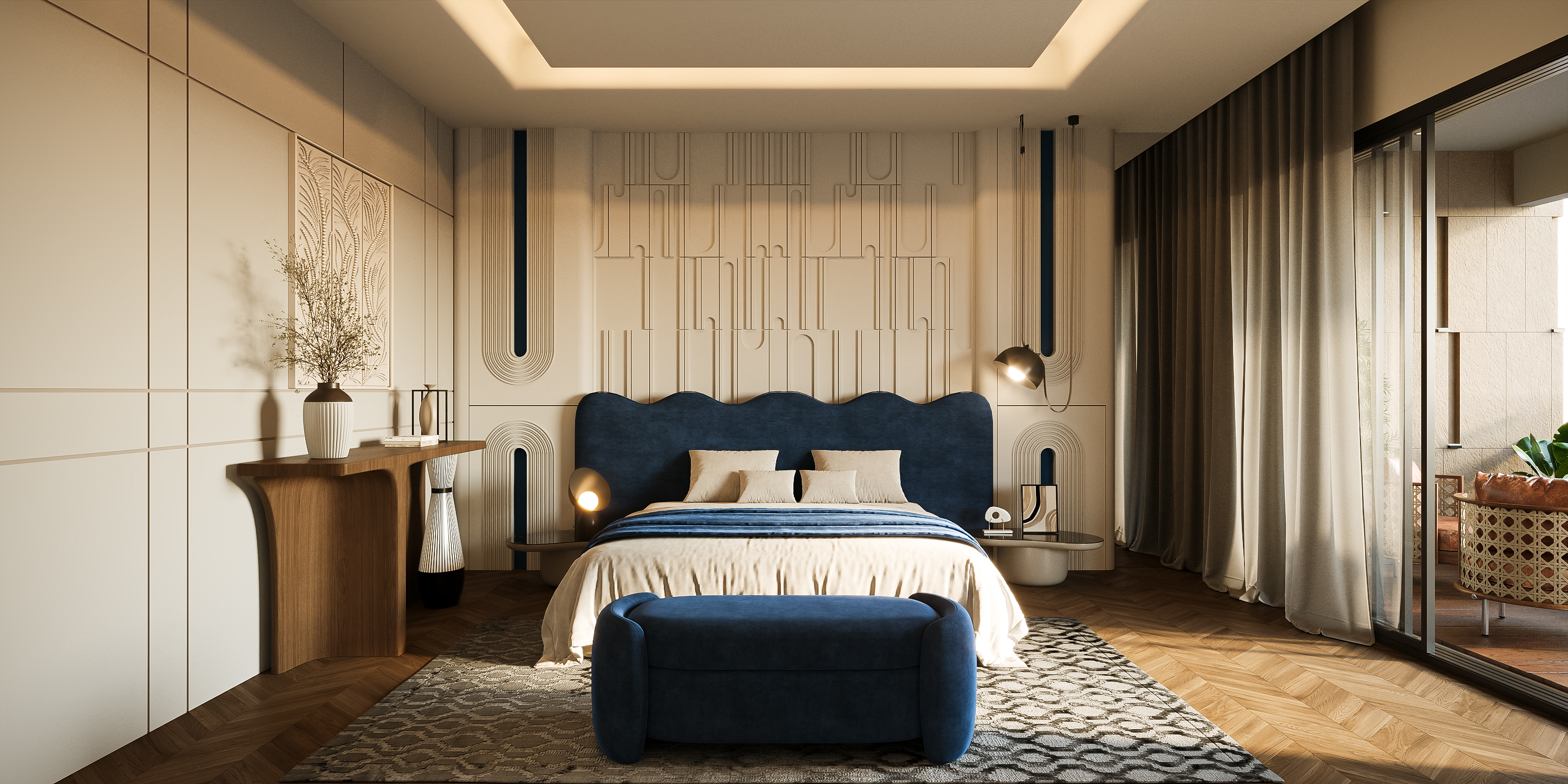 Contemporary Residence – Suite Bedroom 2, architectural 3D visualisation by Form Arc Visuals