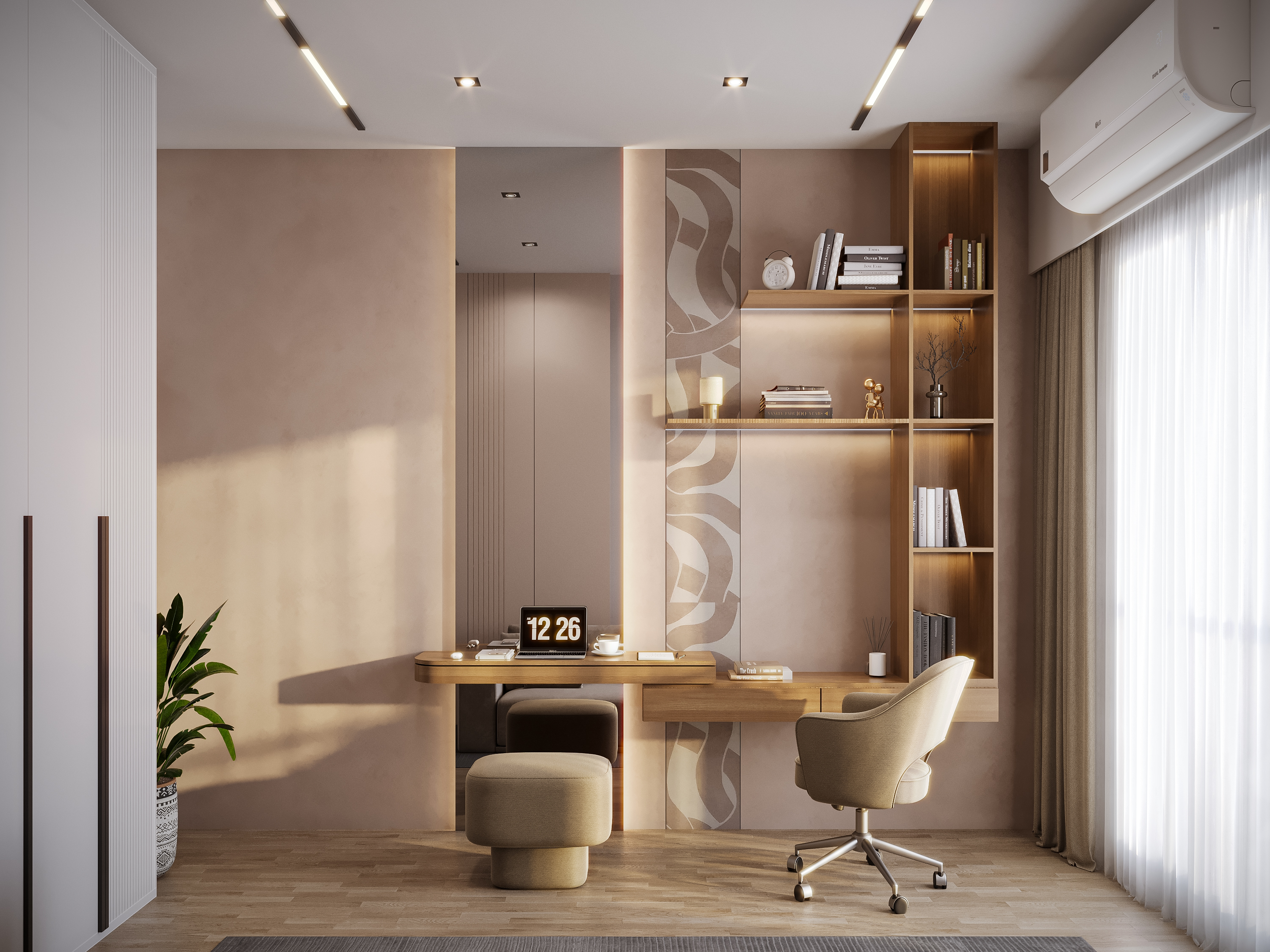 Contemporary Residence – Study Room, architectural 3D visualisation by Form Arc Visuals