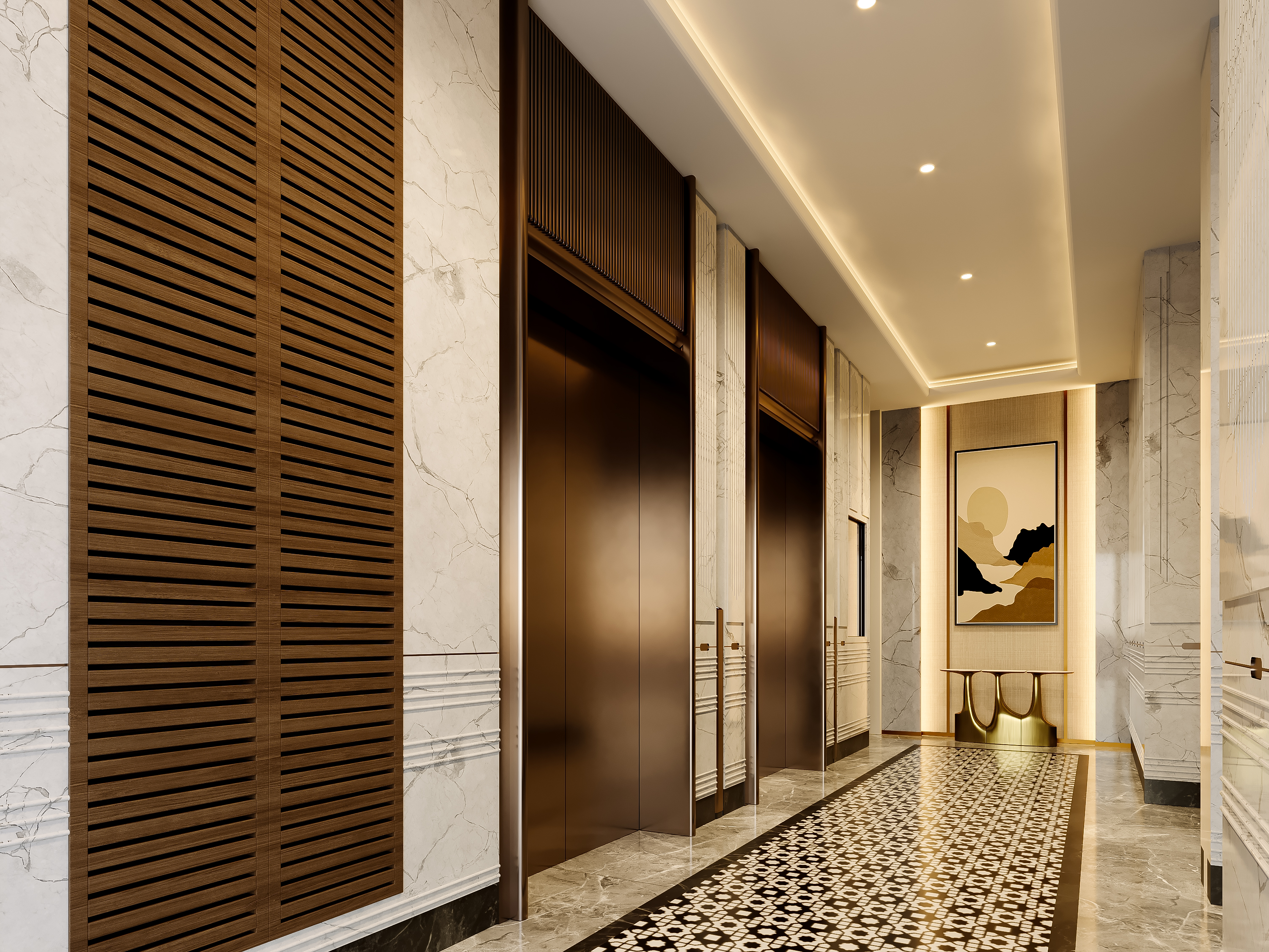 Entrance and Lift Lobby – Lift Lobby, architectural 3D visualisation by Form Arc Visuals
