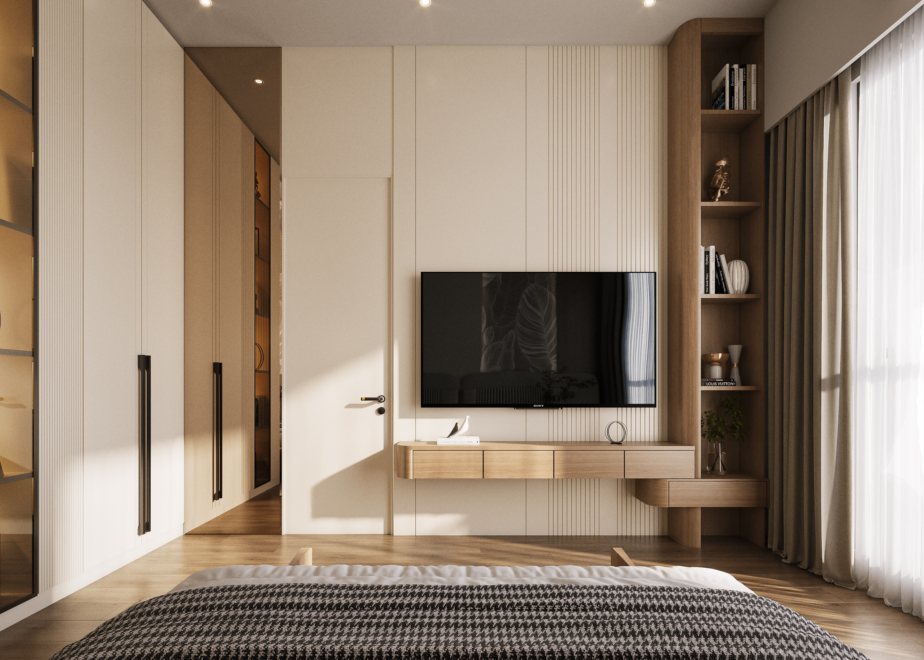 Master Suites Residence – Master Bedroom 2 - TV Wall, architectural 3D visualisation by Form Arc Visuals