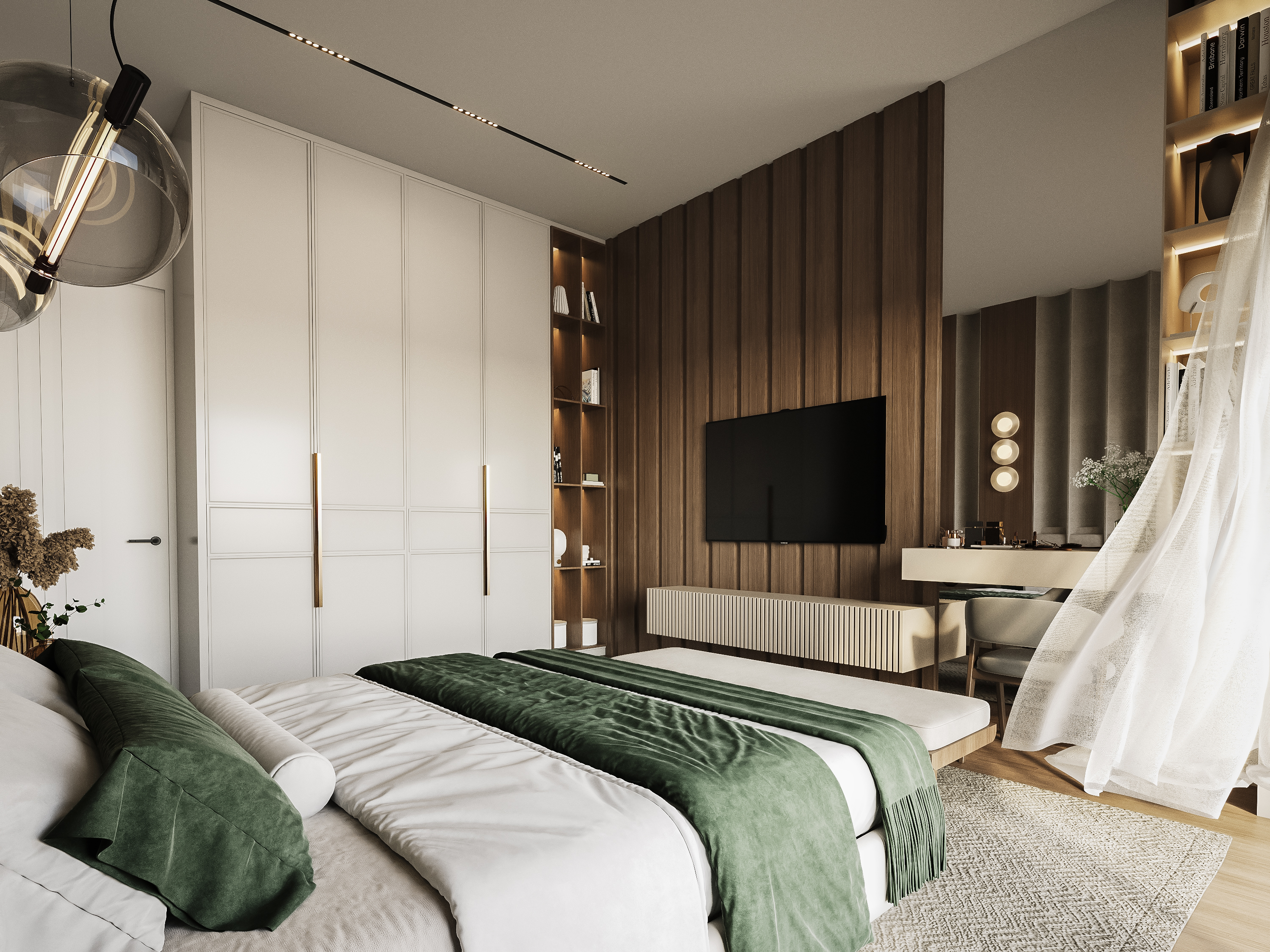 Master Suites Residence – Master Bedroom 3 - TV Wall, architectural 3D visualisation by Form Arc Visuals