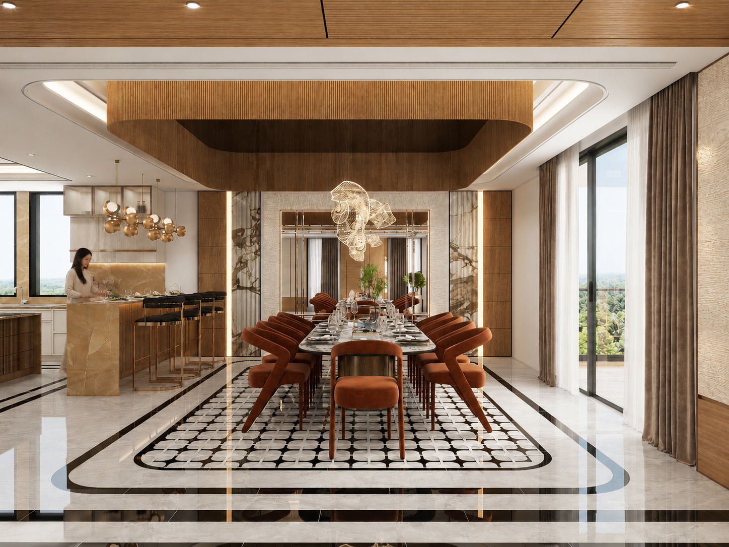 Open-Plan Apartment – Dining, architectural 3D visualisation by Form Arc Visuals
