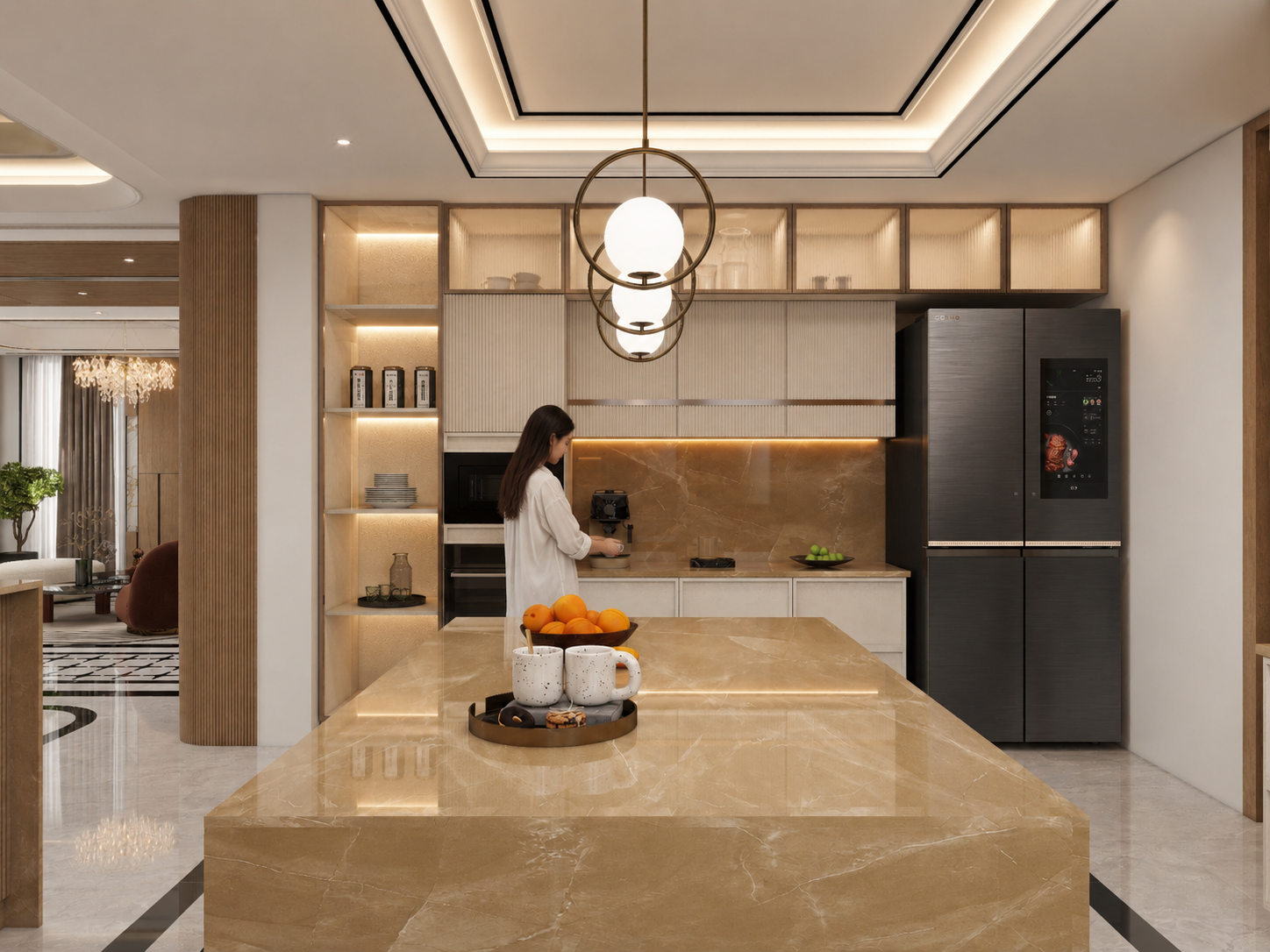 Open-Plan Apartment – Kitchen Island - Alt, architectural 3D visualisation by Form Arc Visuals