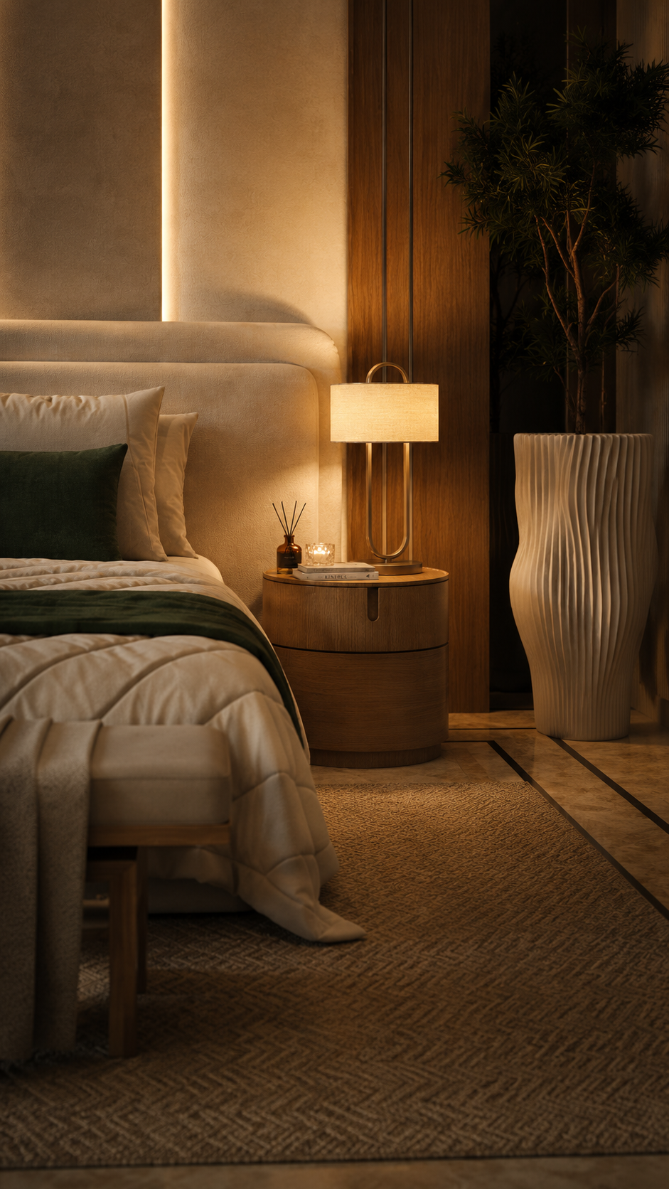 Open-Plan Apartment – Bedroom Detail, architectural 3D visualisation by Form Arc Visuals