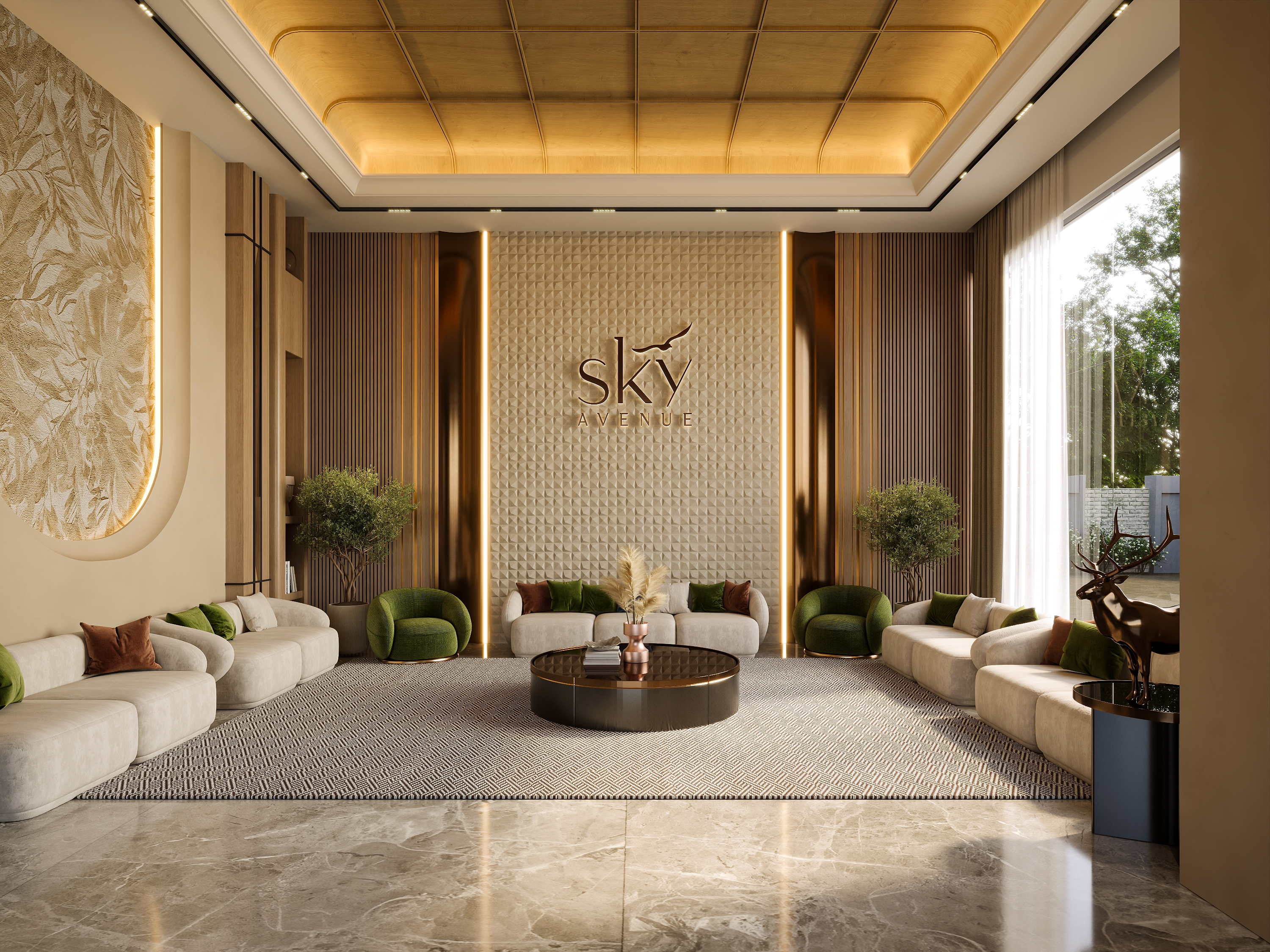 Entrance and Lift Lobby – Lobby Lounge, architectural 3D visualisation by Form Arc Visuals