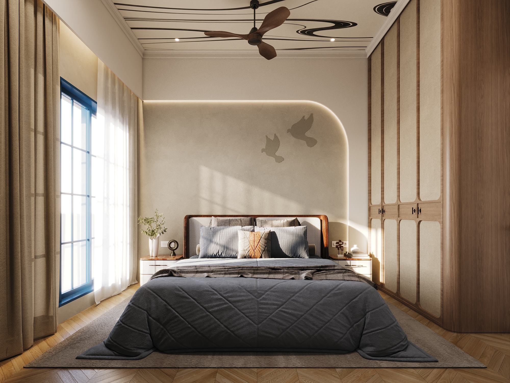 Residential Unit Types – Unit 3-4 - Bedroom 1, architectural 3D visualisation by Form Arc Visuals